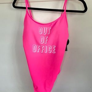 Hot pink one piece bathing suit